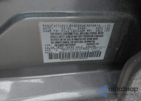 2021 Nissan Sentra Sv Xtronic Cvt z USA, uszkodzony, nr VIN 3N1AB8CV1MY288680